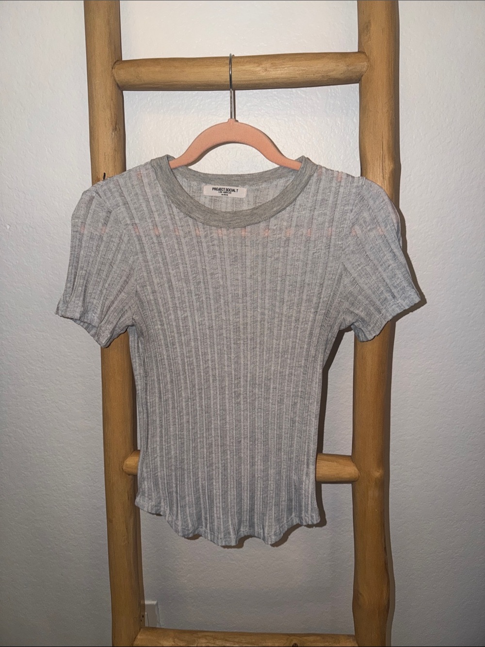 Project Social T Light Gray Ribbed Short Sleeve Tee
